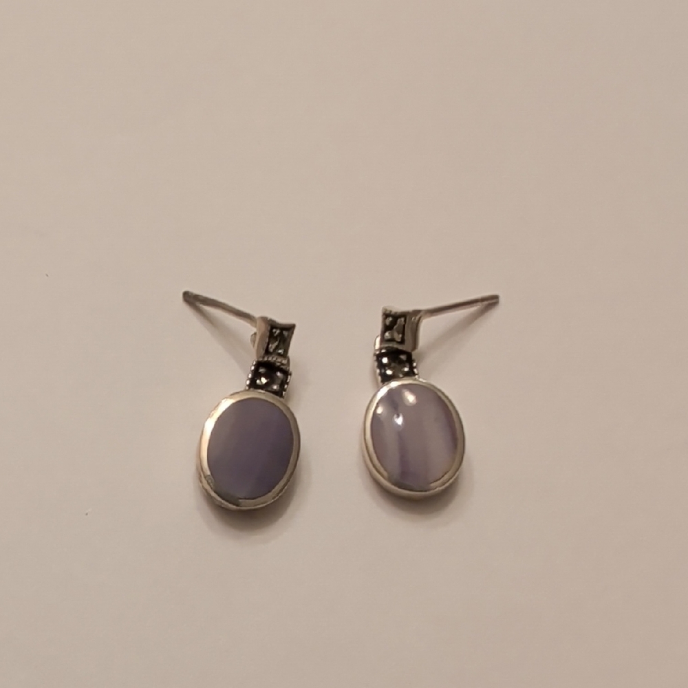 Vintage Sterling Silver Lavender Earrings